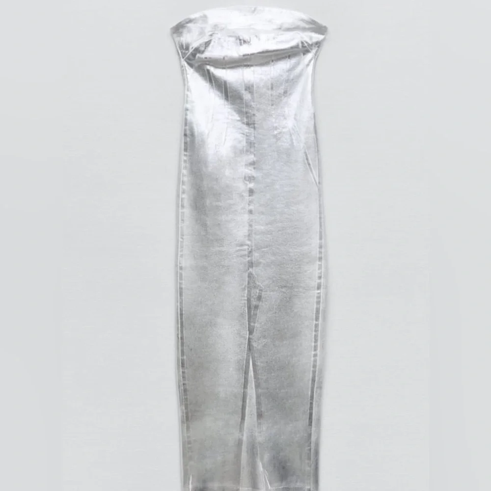 Zara Silver Strapless Dress - Picture 11 of 16